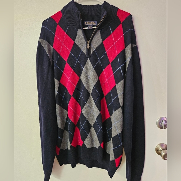 Brooks Brothers Other - Brooks Brothers Men's Zip-Up Argyle Sweater - Red, Gray, and Black